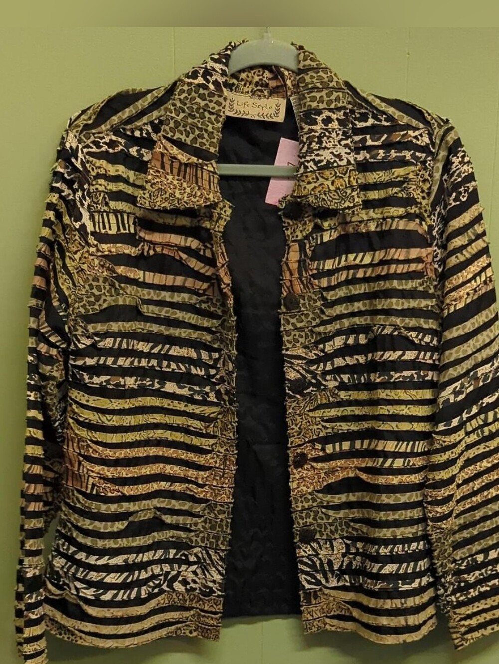 Lifestyle Colorful Animal Print Lightweight Jacket Button Up